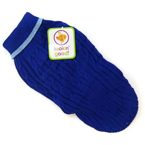 Fashion Pet Cable Knit Dog Sweater  Blue